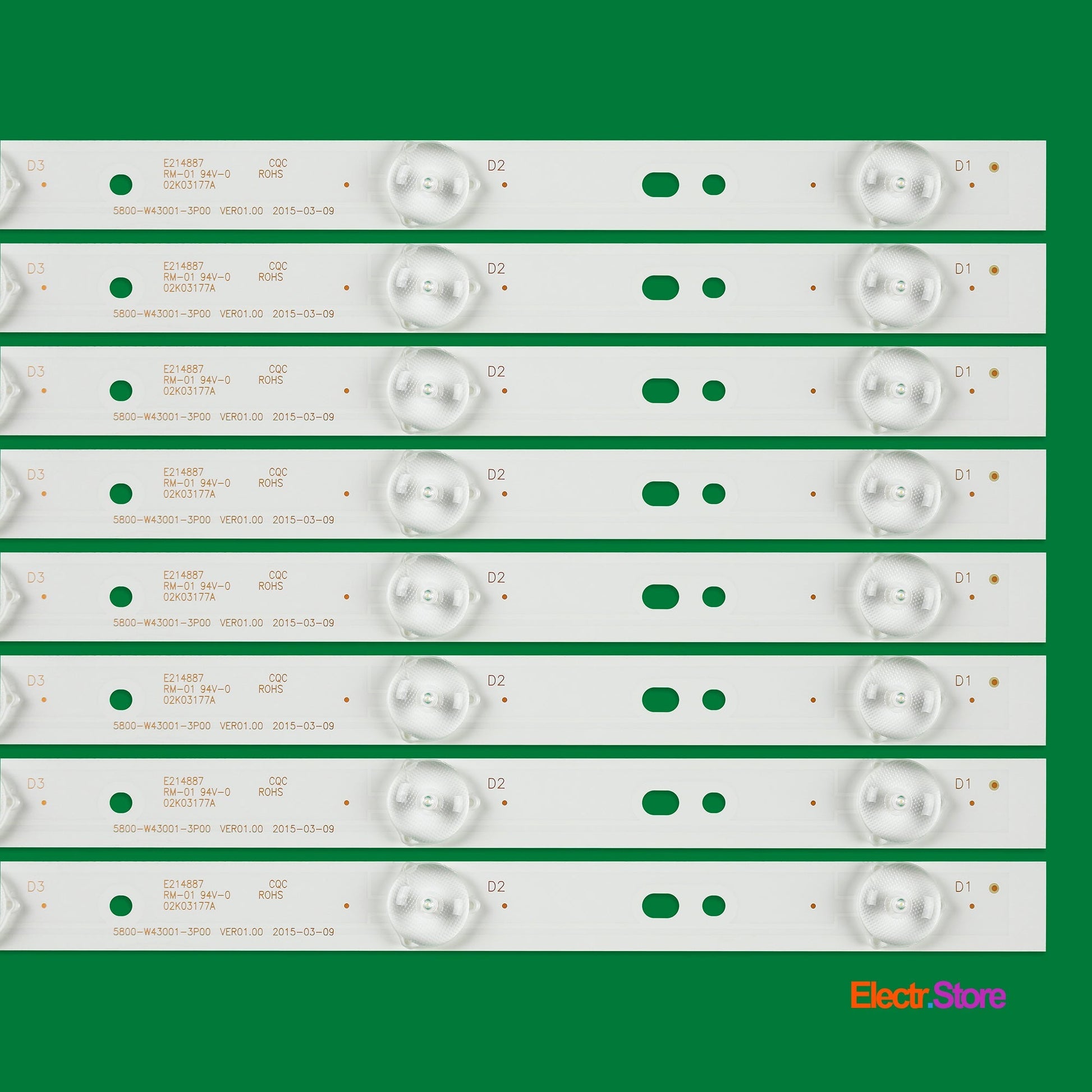 LED Backlight Strip Kits, 5800-W43001-3P00, 5800-W43001-5P00 (8 pcs/kit), for TV 42", 43" Polaroid: TQL43F4PR001 42"43" 5800-W43001-3P00 Erisson LED Backlights Polaroid Skyworth Electr.Store
