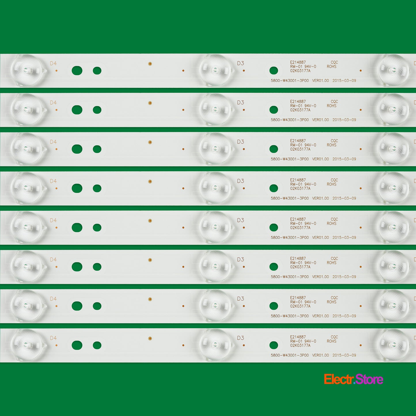 LED Backlight Strip Kits, 5800-W43001-3P00, 5800-W43001-5P00 (8 pcs/kit), for TV 42", 43" 42"43" 5800-W43001-3P00 Erisson LED Backlights Polaroid Skyworth Electr.Store