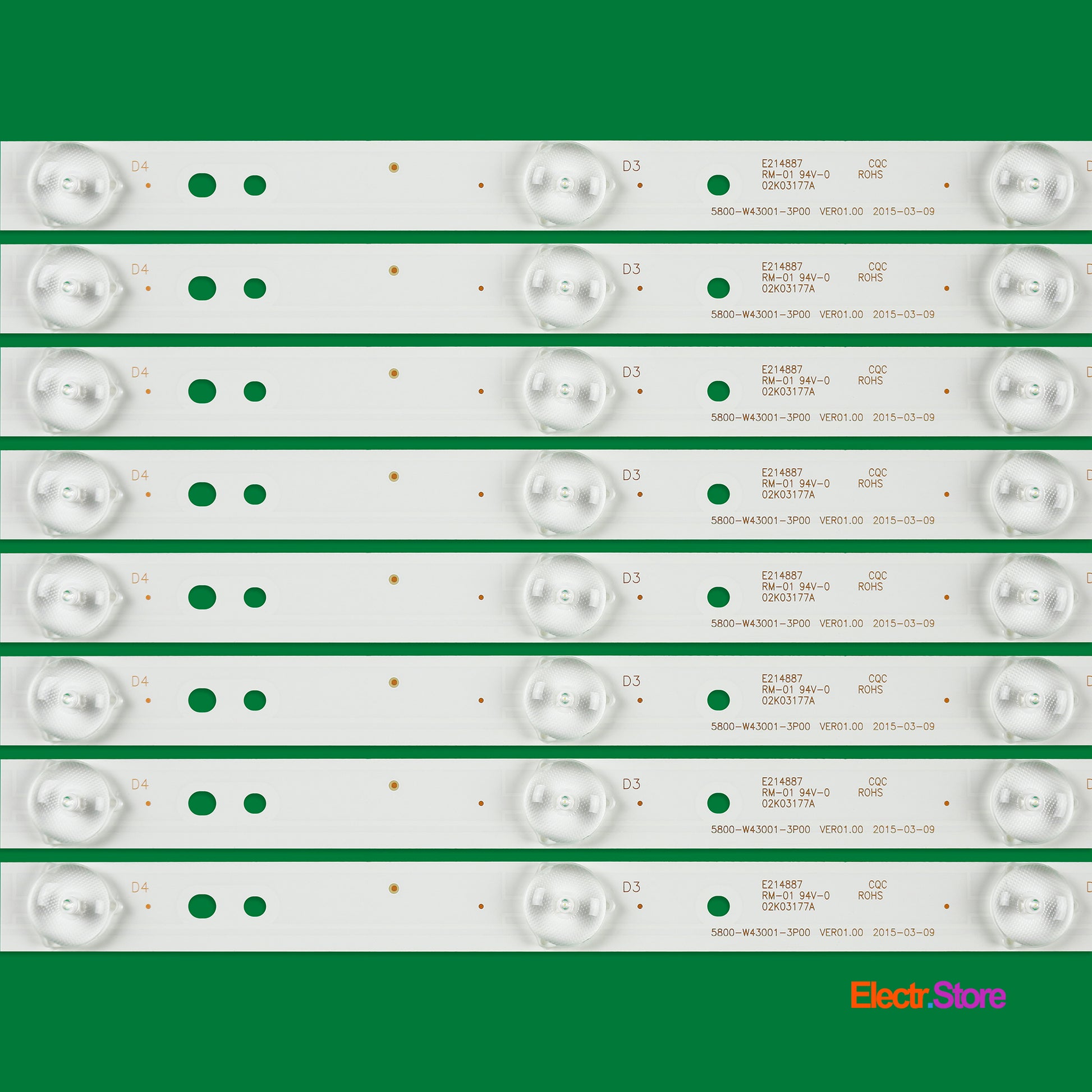 LED Backlight Strip Kits, 5800-W43001-3P00, 5800-W43001-5P00 (8 pcs/kit), for TV 42", 43" 42"43" 5800-W43001-3P00 Erisson LED Backlights Polaroid Skyworth Electr.Store
