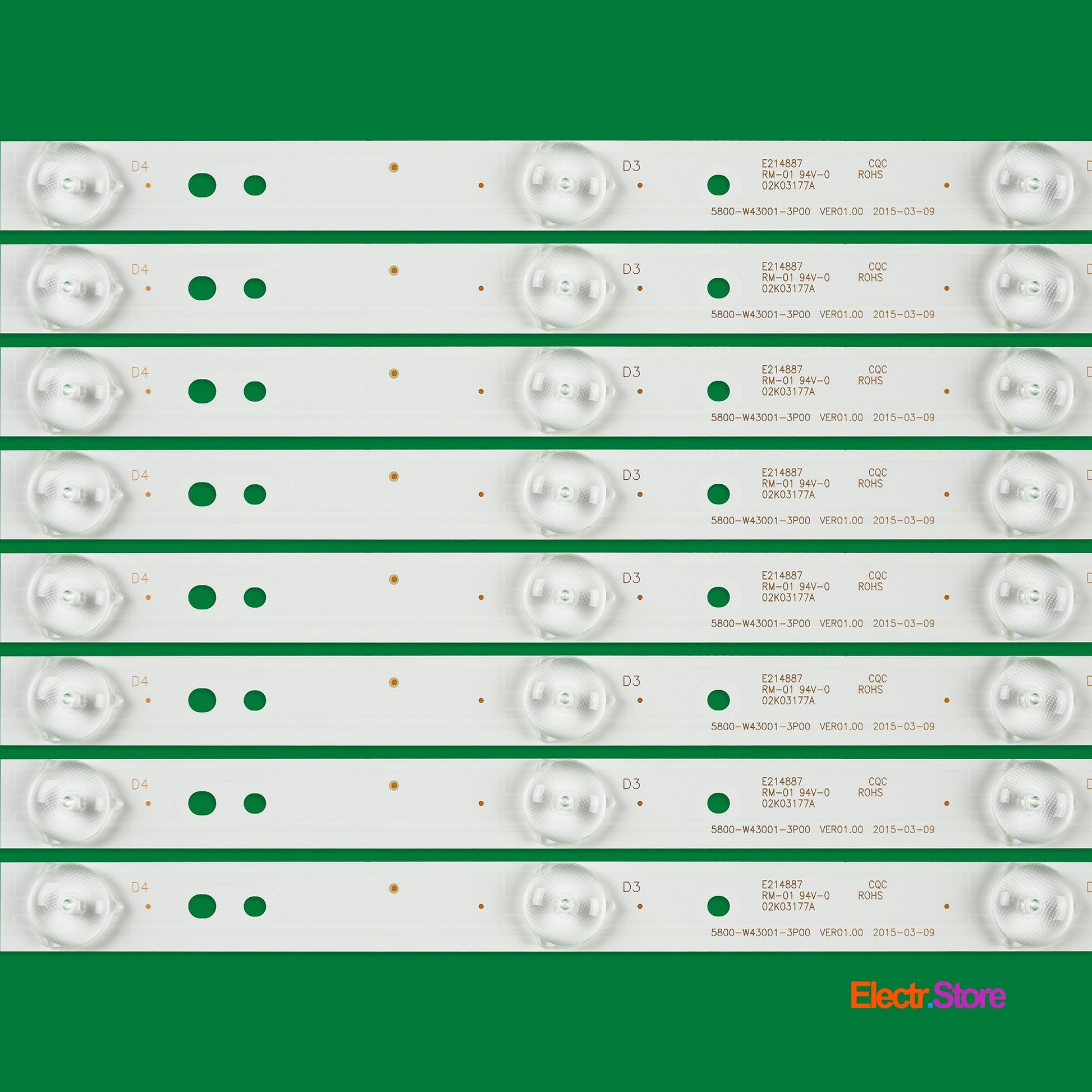 LED Backlight Strip Kits, 5800-W43001-3P00, 5800-W43001-5P00 (8 pcs/kit), for TV 42", 43" PANEL: RDL430FY 42"43" 5800-W43001-3P00 Erisson LED Backlights Polaroid Skyworth Electr.Store