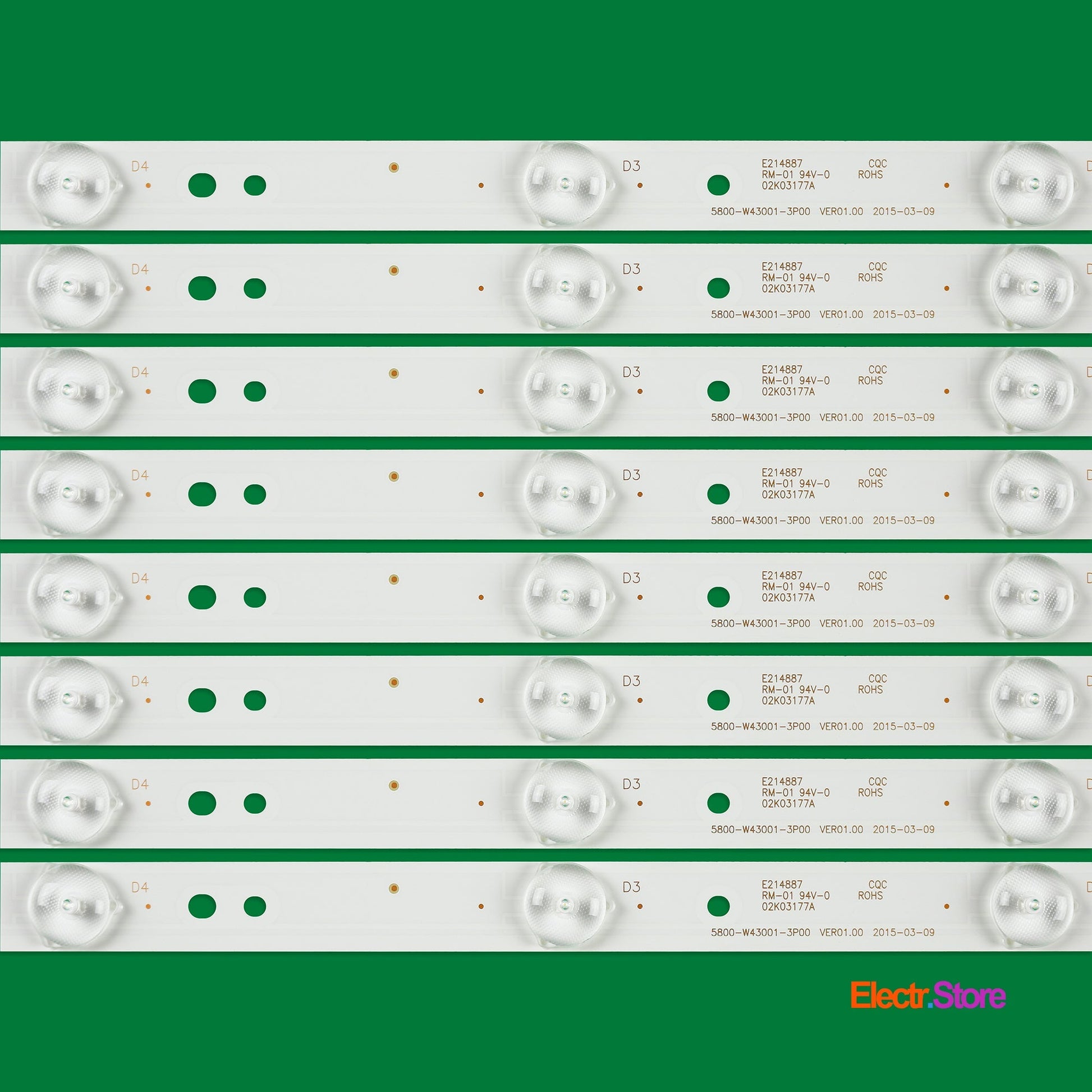 LED Backlight Strip Kits, 5800-W43001-3P00, 5800-W43001-5P00 (8 pcs/kit), for TV 42", 43" Polaroid: TQL43F4PR001 42"43" 5800-W43001-3P00 Erisson LED Backlights Polaroid Skyworth Electr.Store