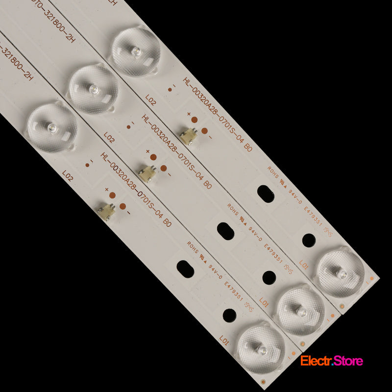 LED Backlight Strip Kits, HL-00320A28-0701S-04 B0, 303CX320031, ZDCX32D07-ZC14FG-05 (3 pcs/kit), for TV 32" BBK: 32LEM-1010/T2C, 32LEM-1009/T2C, 32LEM-1007/T2C 32" BBK LED Backlights Manta Skymaster Smart-tech Electr.Store