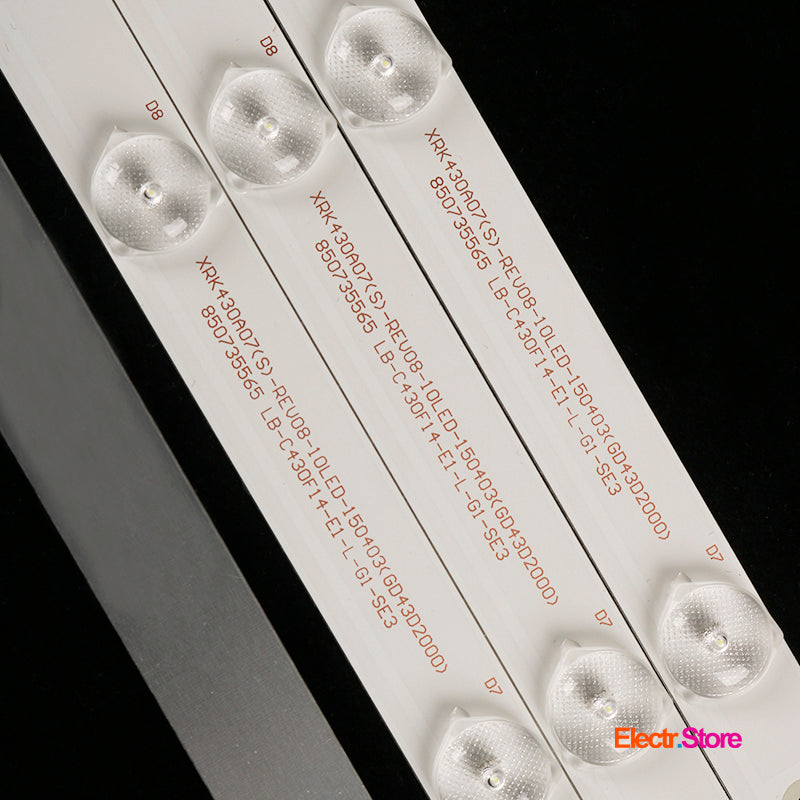 LED backlight Strip Kits SVJ430A07, GD43D2000, LB-C430F14-E1-L-G1-SE3 (4 pcs/kit), for TV 43" SANYO: 43CE2210M 43" Hitachi LB-C430F14-E1-L-G1-SE3 LED Backlights No Brand SANYO Electr.Store