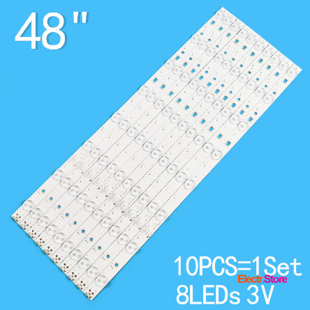 LED Backlight Strip Kits, LE48D8-03(D), 30348008220, LED48D08-ZC21AG-01 (10 pcs/kit), for TV 48" PANEL: LSC480HN10, LSC480HN08 30348008220 48" Haier Hitachi JVC Kruger&Matz LE48D8-03(D) LED Backlights Electr.Store