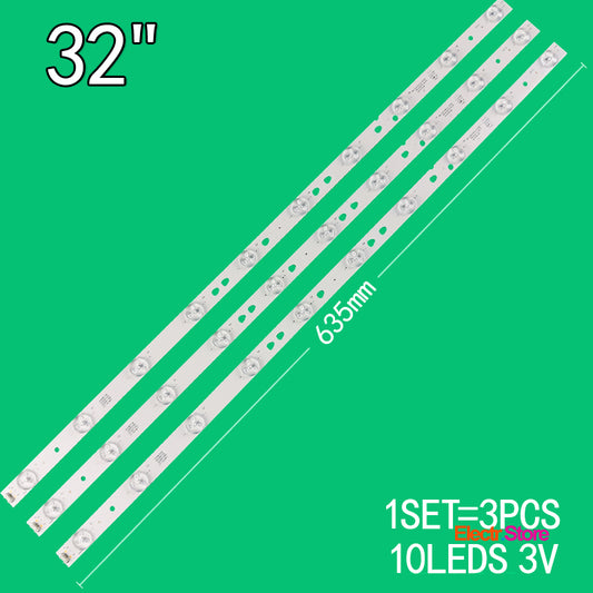 LED Backlight Strip Kits, LED315D10-07(B), 30331510219 (3 pcs/kit), for TV 32" 30331510219 32" CABELTECH Haier JVC Kruger&Matz LED Backlights LED315D10-07(B) Multi Mystery Others PHILIPS SANYO SLE TCL Telefunken Vivax Electr.Store
