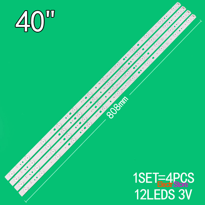 LED Backlight Strip Kits, LED40D12-02/03(A), 30340012205 (4 pcs/kit), for TV 40" Haier: 40A5M, LE40B3000, LED40ME1000 30340012205 40" Haier Kruger&Matz LED Backlights LED40D12-02/03(A) TCL Electr.Store