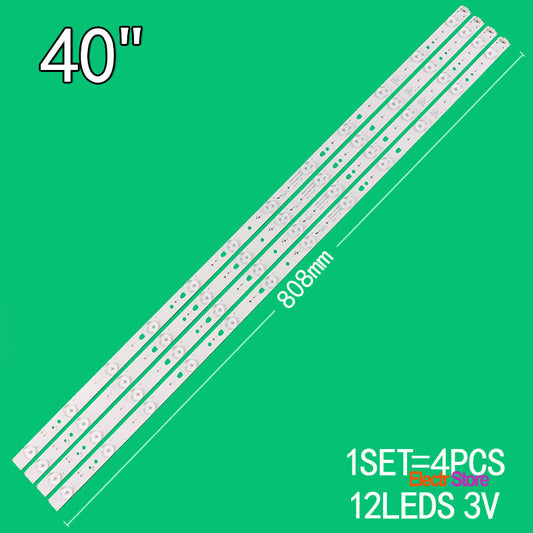 LED Backlight Strip Kits, LED40D12-02/03(A), 30340012205 (4 pcs/kit), for TV 40" Haier: 40A5M, LE40B3000, LED40ME1000 30340012205 40" Haier Kruger&Matz LED Backlights LED40D12-02/03(A) TCL Electr.Store