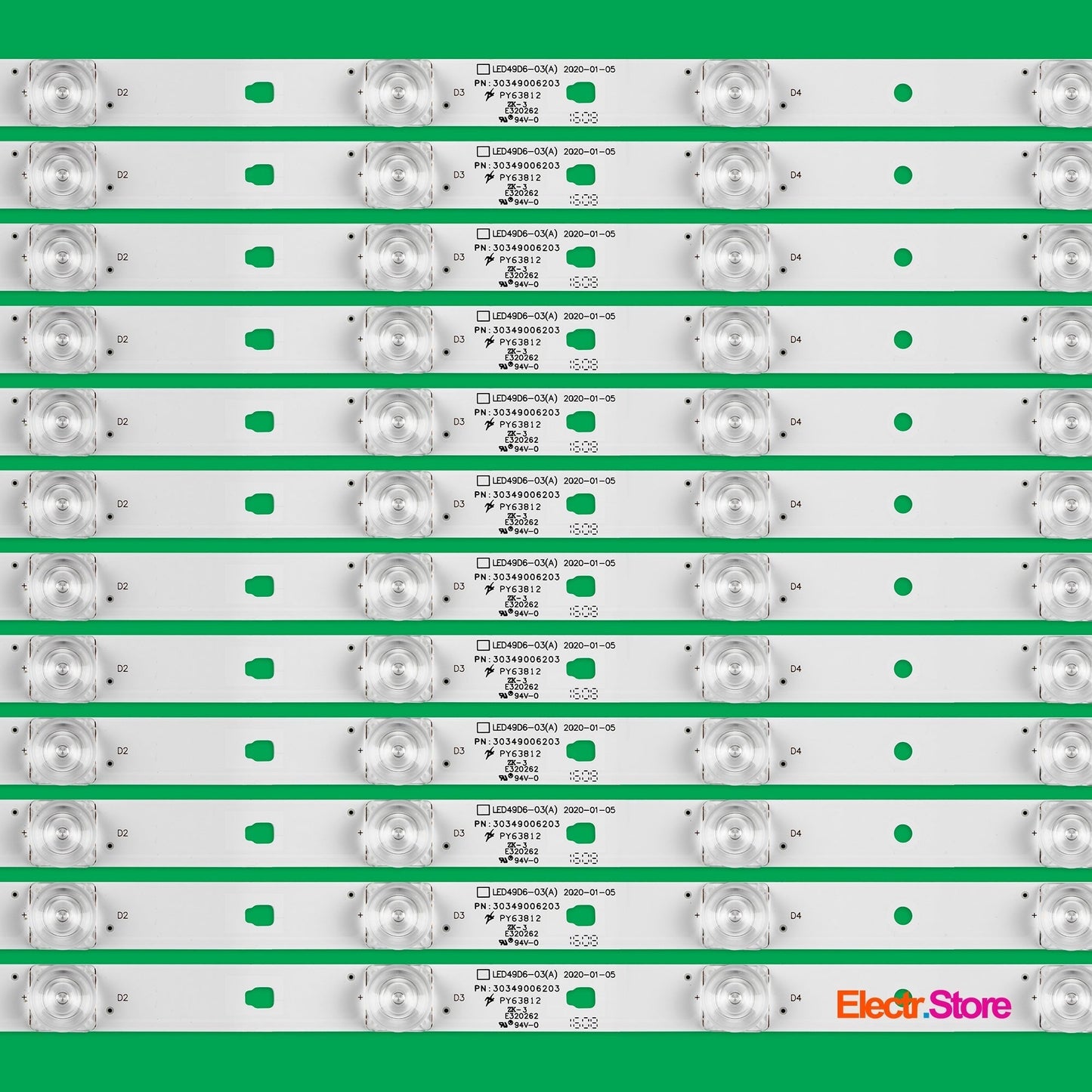 LED Backlight Strip Kits, LED49D6-03(A), 30349006203, LED50D6-ZC14AG-03 (12 pcs/kit), for TV49", 50" Panda: LE48D19S 30349006203 49"50" Chonghong FunTV Haier LED Backlights LED49D6-03(A) Multi Others Panda Electr.Store