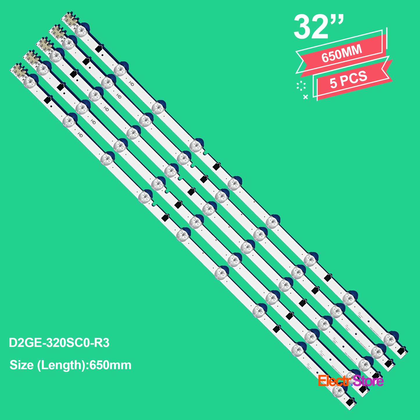 LED Backlight Strip Kits, 2013SVS32F, 2013SVS32H, BN96-28489A, BN96-25300A, BN96-25299A, D2GE-320SC0-R3 (5 pcs/kit), for TV 32" 32" D2GE-320SC0-R3 LED Backlights Samsung Electr.Store