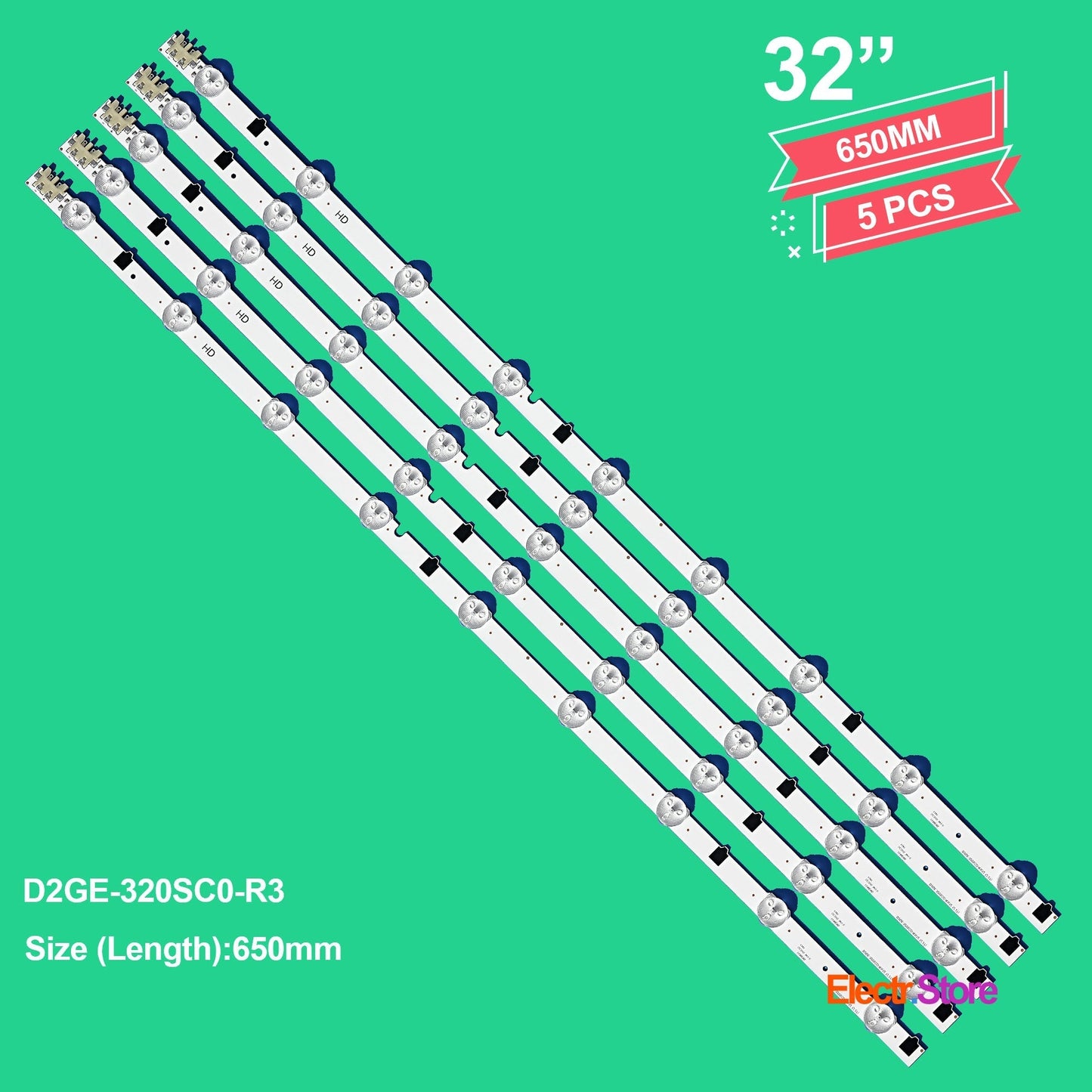 LED Backlight Strip Kits, 2013SVS32F, 2013SVS32H, BN96-28489A, BN96-25300A, BN96-25299A, D2GE-320SC0-R3 (5 pcs/kit), for TV 32" SAMSUNG: UE32F5500AF, UE32F6300AF, UE32F5570, UE32F4000 32" D2GE-320SC0-R3 LED Backlights Samsung Electr.Store