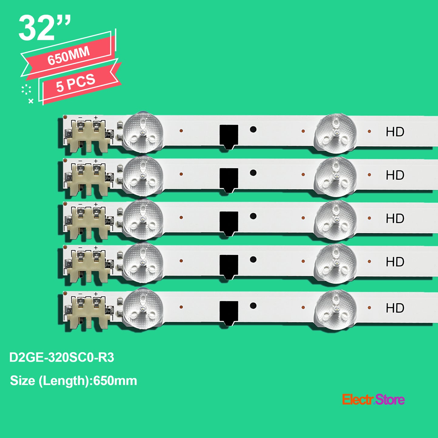 LED Backlight Strip Kits, 2013SVS32F, 2013SVS32H, BN96-28489A, BN96-25300A, BN96-25299A, D2GE-320SC0-R3 (5 pcs/kit), for TV 32" 32" D2GE-320SC0-R3 LED Backlights Samsung Electr.Store
