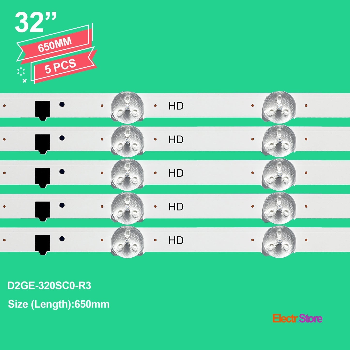 LED Backlight Strip Kits, 2013SVS32F, 2013SVS32H, BN96-28489A, BN96-25300A, BN96-25299A, D2GE-320SC0-R3 (5 pcs/kit), for TV 32" SAMSUNG: UE32F5070, UE32F6270, UE32F4570, UE32F5370 32" D2GE-320SC0-R3 LED Backlights Samsung Electr.Store