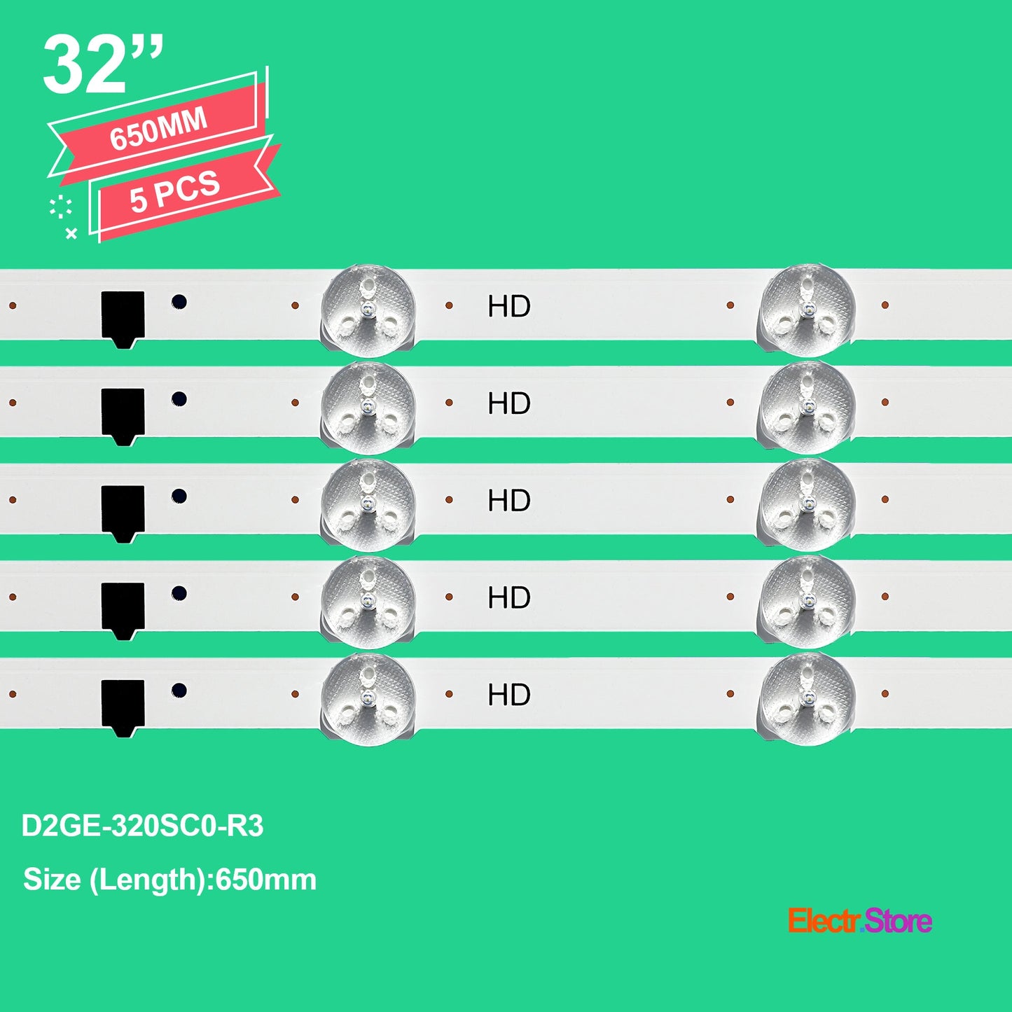 LED Backlight Strip Kits, 2013SVS32F, 2013SVS32H, BN96-28489A, BN96-25300A, BN96-25299A, D2GE-320SC0-R3 (5 pcs/kit), for TV 32" PANEL: CYHF320BGLV1H, CYHF320BGLV2H, CY-HF320CSLV1H, HF320AGH-C1, HF320AGH-R1 32" D2GE-320SC0-R3 LED Backlights Samsung Electr.Store