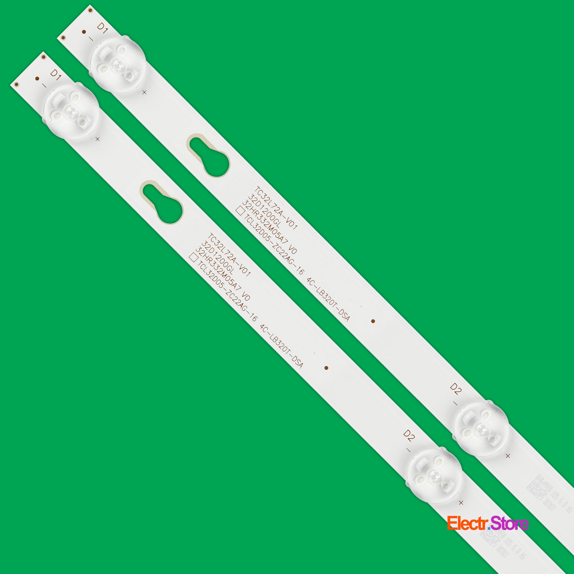 LED Backlight Strip Kits, TCL32L72A-V01, TCL32D05-ZC22AG-16, 4C-LB320T-DSA (2 pcs/kit), for TV 32" 32" 4C-LB320T-DSA LED Backlights LIN TCL TCL32D05-ZC22AG-16 TCL32L72A-V01 Electr.Store