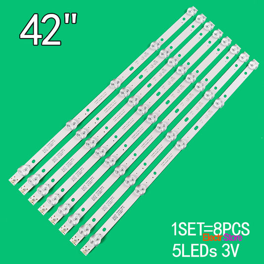 LED Backlight Strip Kits, 4708-K420WD-A3213K01, K420WD7 A3, K430WD8, K420WD9 (8 pcs/kit), for TV 42", 43" PANASONIC: TH-43D400C, TH-43D580C 42"43" 4708-K420WD-A3213K01 K420WD7 A3 LED Backlights Manta PANASONIC PHILIPS TCL Electr.Store