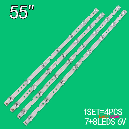 LED Backlight Strip Kits, 55HR330M08A2 V2, 55HR330M07B2 V2, 4C-LB5508-HR03J, 4C-LB5507-HR03J (4 pcs/kit), for TV 55" THOMSON: 55UC6586, 55UT6006, 55UC6306, 55UC6426 4C-LB5507-HR03J 4C-LB5508-HR03J 55" 55HR330M07B2 V2 55HR330M08A2 V2 LED Backlights Multi Others TCL THOMSON Electr.Store