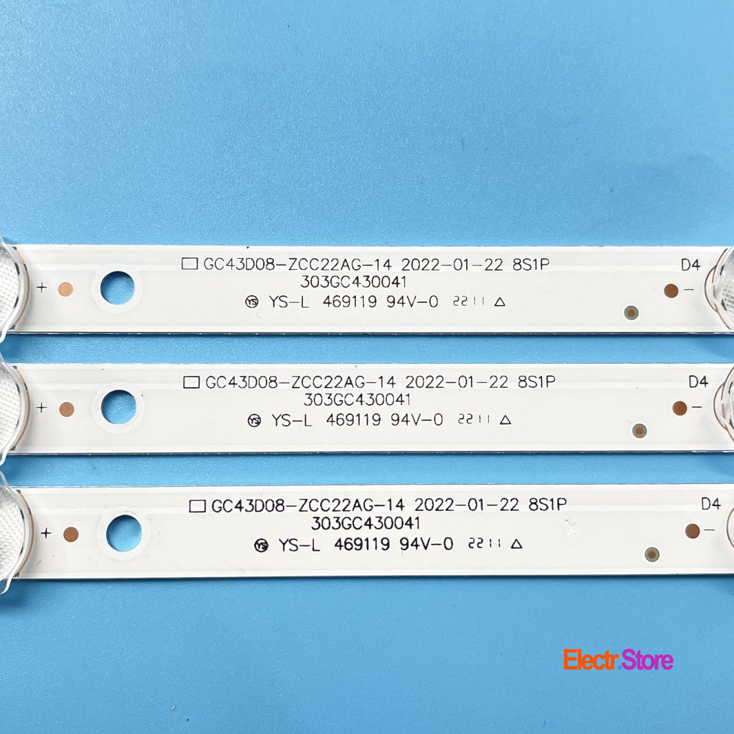 LED Backlight Strip Kits, GC43D08-ZC22AG-13/14/15/17/23, 303GC430041/43/44 (3 pcs/kit), for TV 43" 303GC430041 43" BOE GC43D08-ZC22AG-14 LED Backlights Samsung Electr.Store