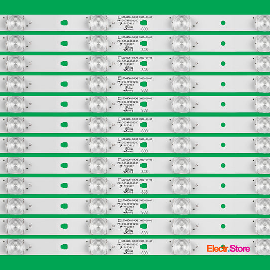 LED Backlight Strip Kits, LED49D6-03(A), 30349006203, LED50D6-ZC14AG-03 (12 pcs/kit), for TV49", 50" 30349006203 49"50" Chonghong FunTV Haier LED Backlights LED49D6-03(A) Multi Others Panda Electr.Store