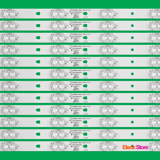 LED Backlight Strip Kits, LED49D6-03(A), 30349006203, LED50D6-ZC14AG-03 (12 pcs/kit), for TV49", 50" Panda: LE48D19S 30349006203 49"50" Chonghong FunTV Haier LED Backlights LED49D6-03(A) Multi Others Panda Electr.Store