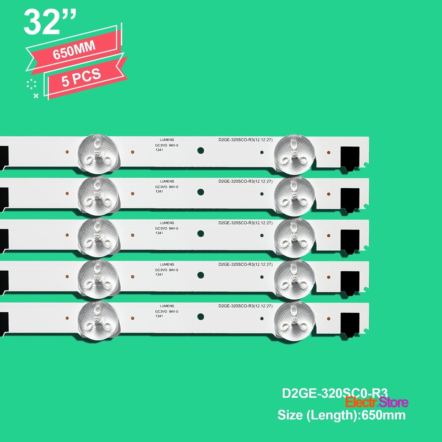 LED Backlight Strip Kits, 2013SVS32F, 2013SVS32H, BN96-28489A, BN96-25300A, BN96-25299A, D2GE-320SC0-R3 (5 pcs/kit), for TV 32" SAMSUNG: UE32F5070, UE32F6270, UE32F4570, UE32F5370 32" D2GE-320SC0-R3 LED Backlights Samsung Electr.Store