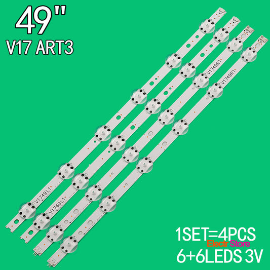 LED Backlight Strip Kits, 49" V17 ART3, V1749L1/R1, 6916L-2862A, 6916L-2863A (4 pcs/kit), for TV 49" 49" 49" V17 ART3 LED Backlights LG V1749 Electr.Store