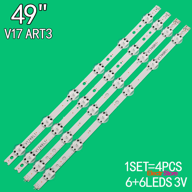 LED Backlight Strip Kits, 49" V17 ART3, V1749L1/R1, 6916L-2862A, 6916L-2863A (4 pcs/kit), for TV 49" SAMSUNG: 49UJ701V, 49LJ62000, 49UJ69000, 49UJ66000 49" 49" V17 ART3 LED Backlights LG V1749 Electr.Store