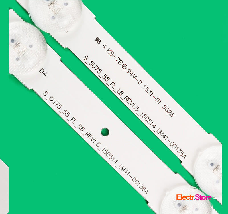 LED Backlight Strip Kits, LM41-00135A, LM41-00136A, V5DU-550DCA-R1, V5DU-550DCB-R1 (12 pc/kit), for TV 55" SUMSANG: UE55KU6070, UE55KU6000, UN55JU6400F, UN55JU6400F 55" LED Backlights LM41-00135A LM41-00136A S_5U75_55_FL Samsung V5DU-550DCA-R1 V5DU-550DCB-R1 Electr.Store